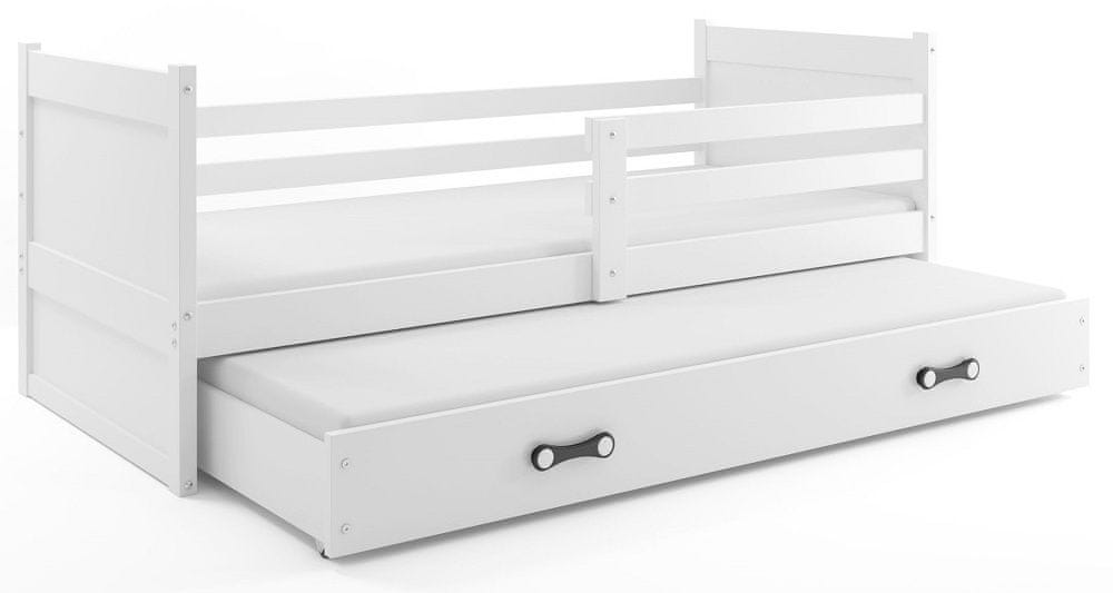 eoshop Detská posteľ s prístelkou RICO 2 80x190 cm, biela/biela (Voľba matraca: Penový matrac)